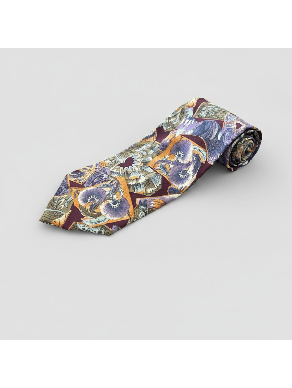 Vintage Y2K 90s Structure Italy Silk Tie Floral Abstract